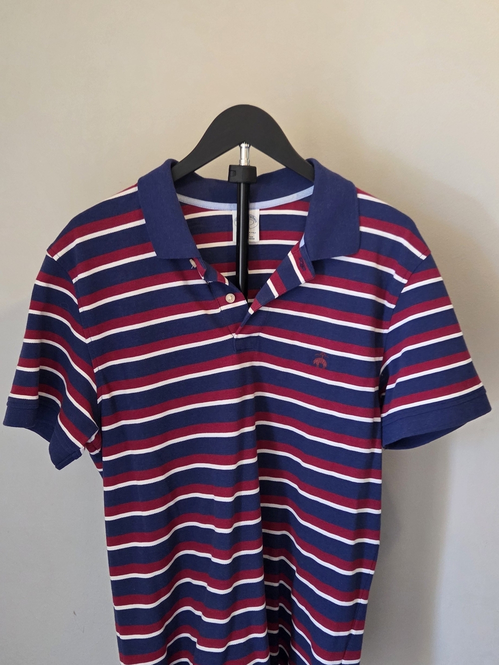 Brooks Brothers Navy, Red & White Striped Performance Polo